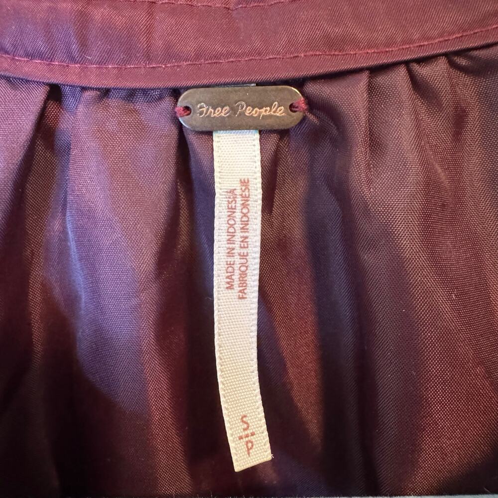 EUC Free People‎ Womens Burgundy Full-Zip Bomber Jacket - Picture 4 of 4